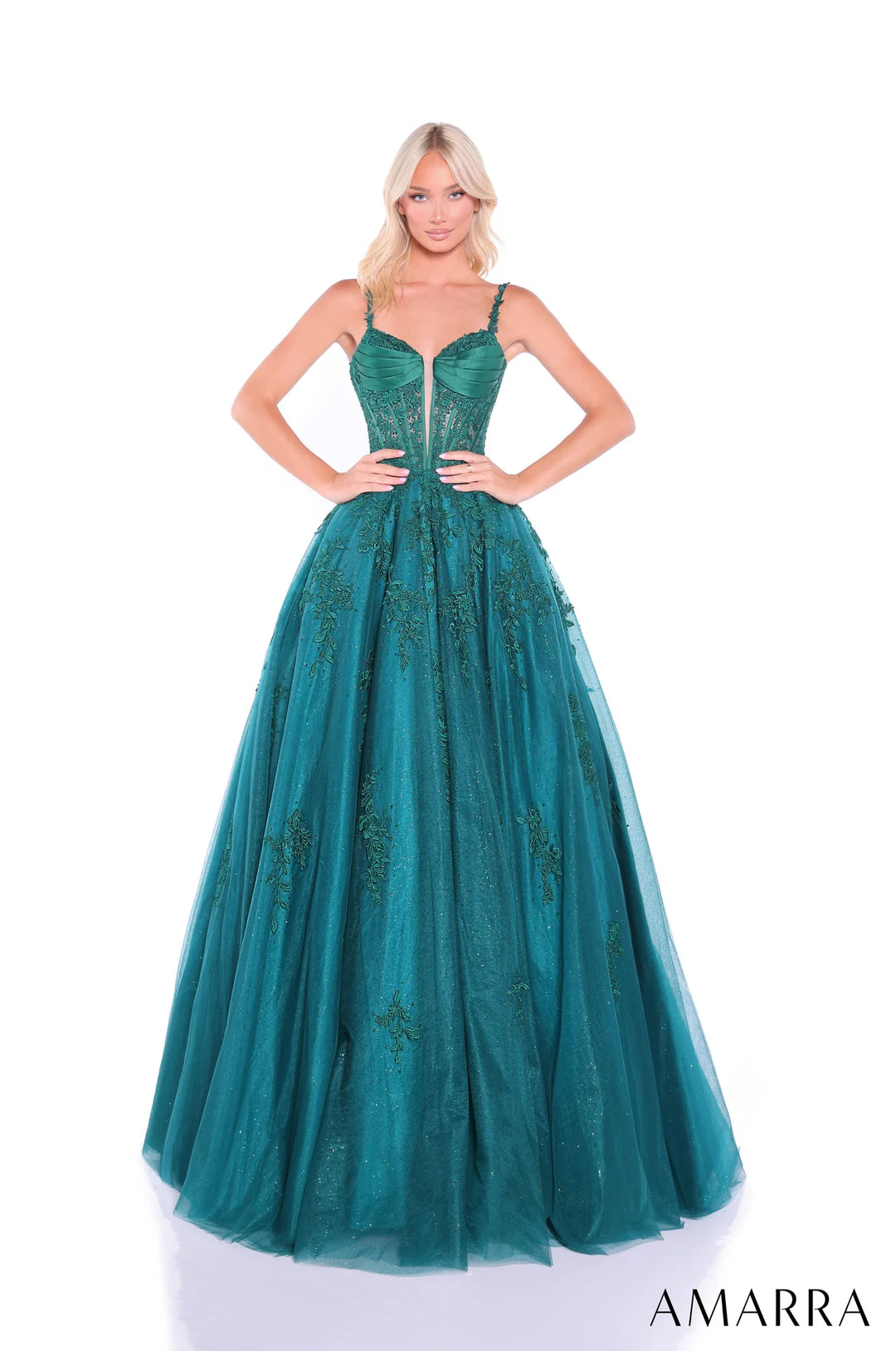 Applique Sleeveless A-line Gown by Amarra 89493