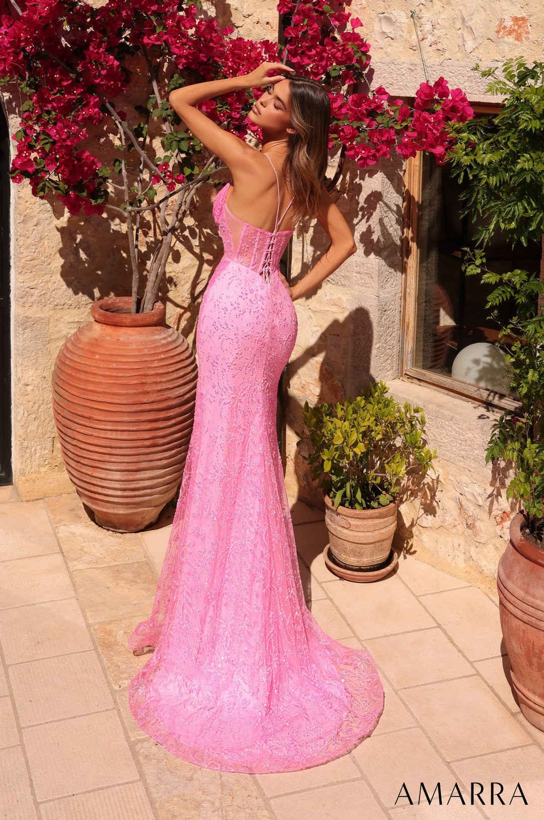 Glitter Applique Sleeveless Slit Gown by Amarra 89502