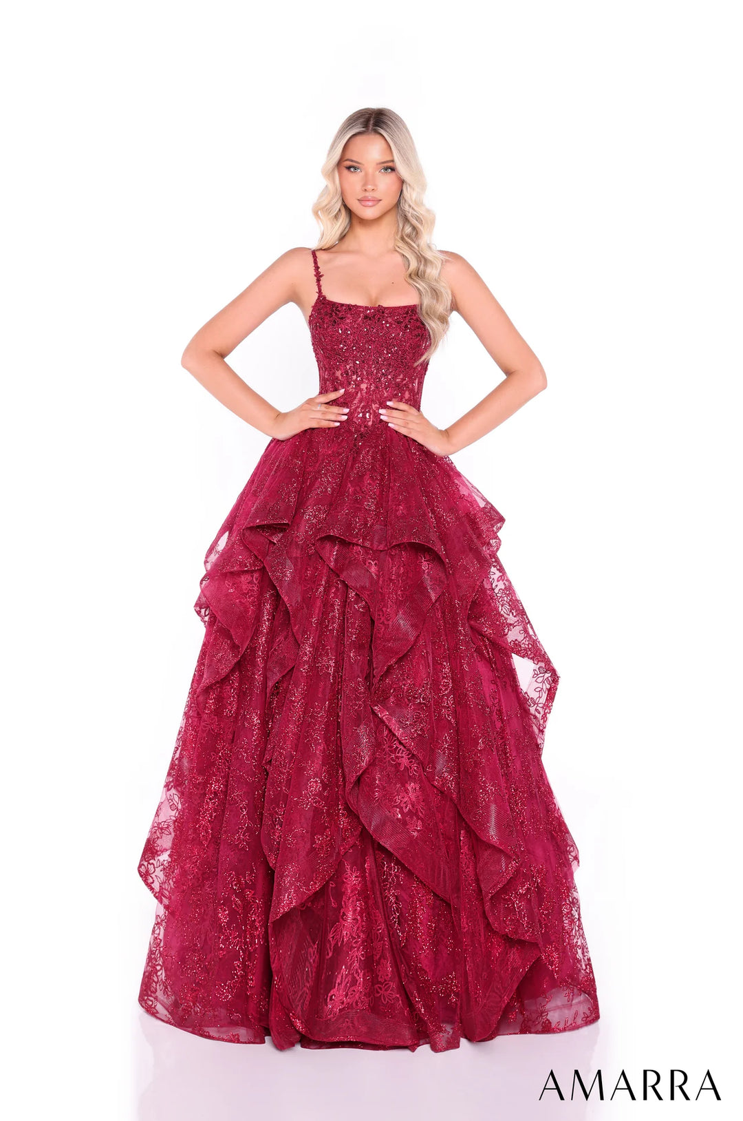 Sleeveless A-line Ruffled Gown by Amarra 89505