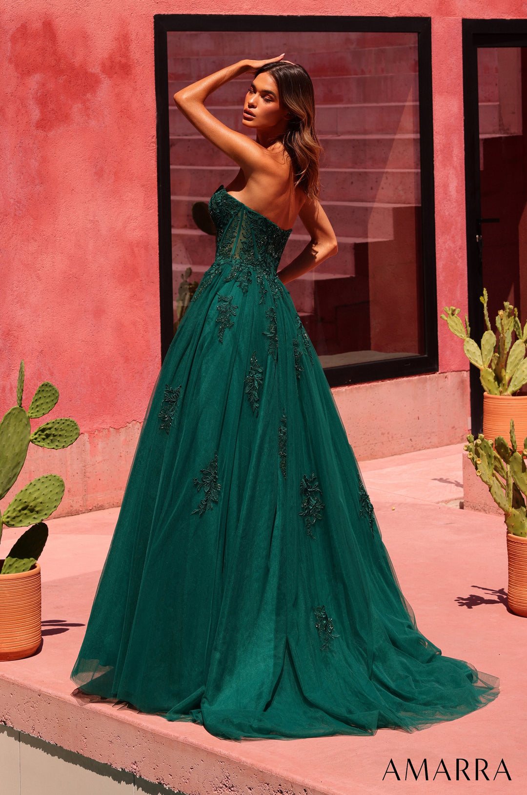 Applique Strapless A-line Gown by Amarra 89627