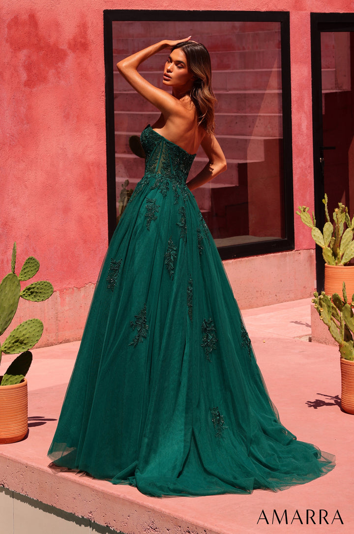 Applique Strapless A-line Gown by Amarra 89627
