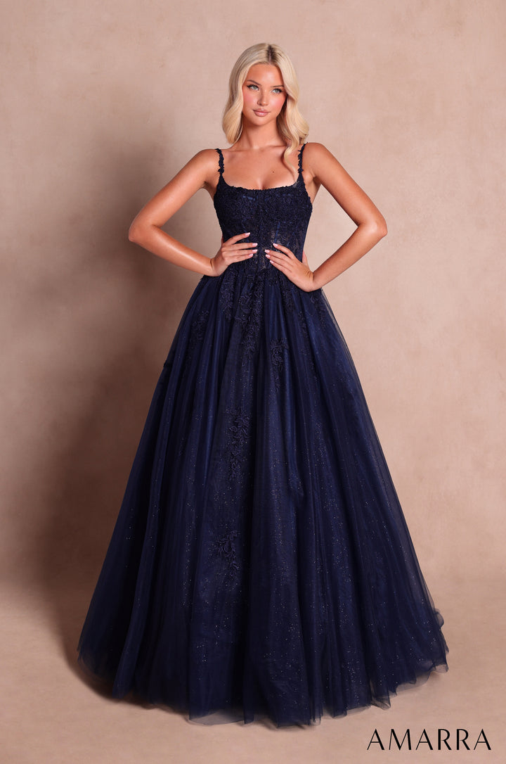 Applique Sleeveless A-line Gown by Amarra 89644