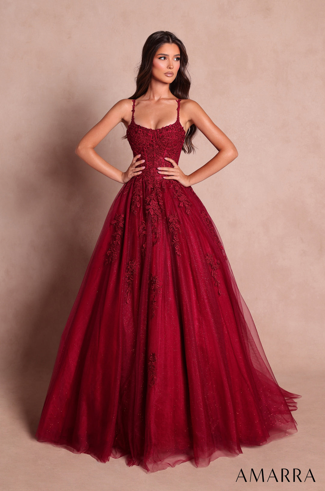 Applique Sleeveless A-line Gown by Amarra 89644