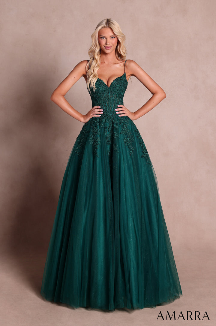 Applique Sleeveless A-line Gown by Amarra 89682