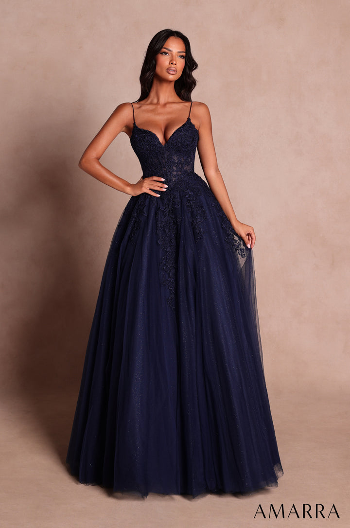 Applique Sleeveless A-line Gown by Amarra 89682