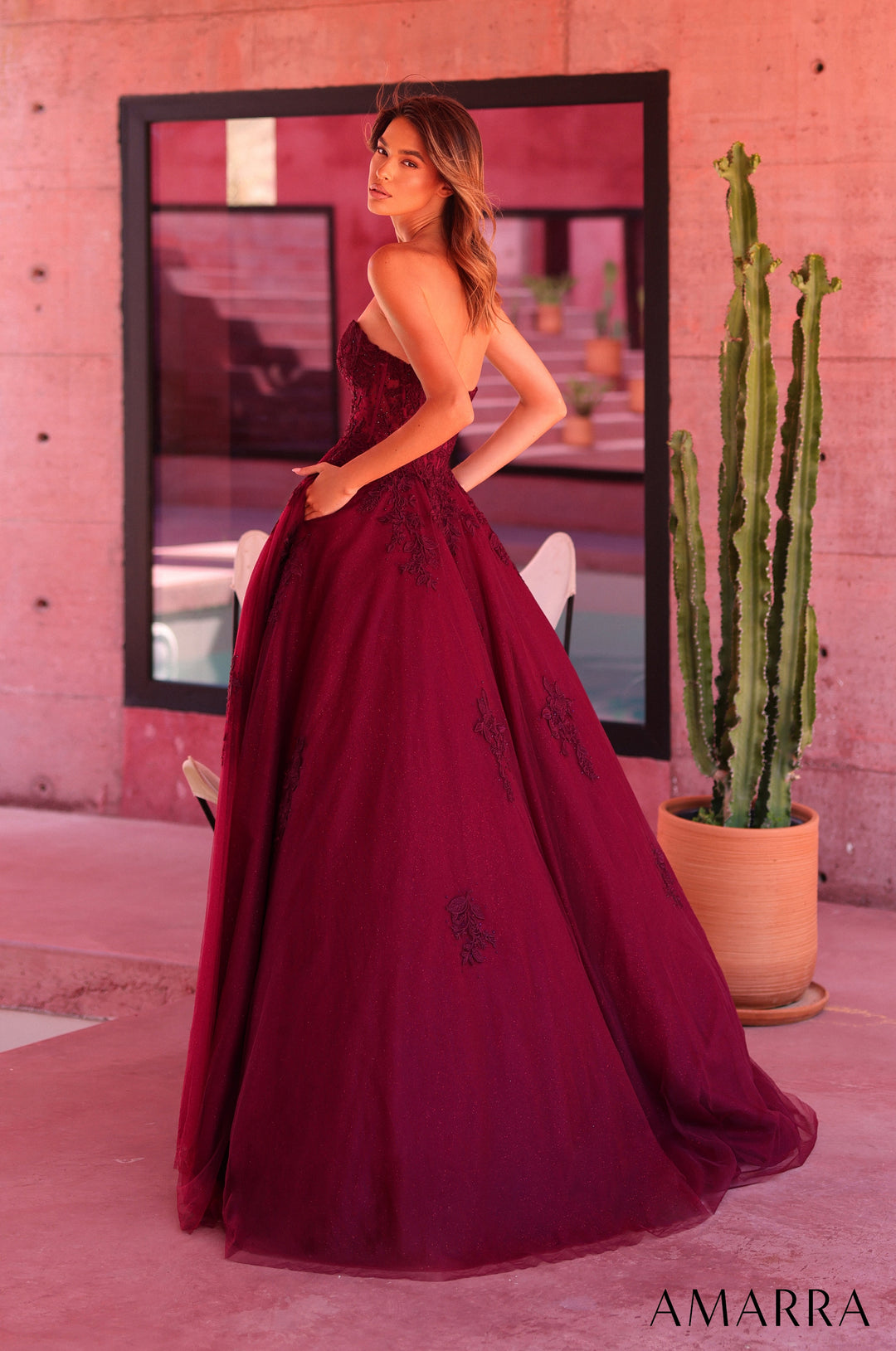 Applique Strapless A-line Gown by Amarra 89688