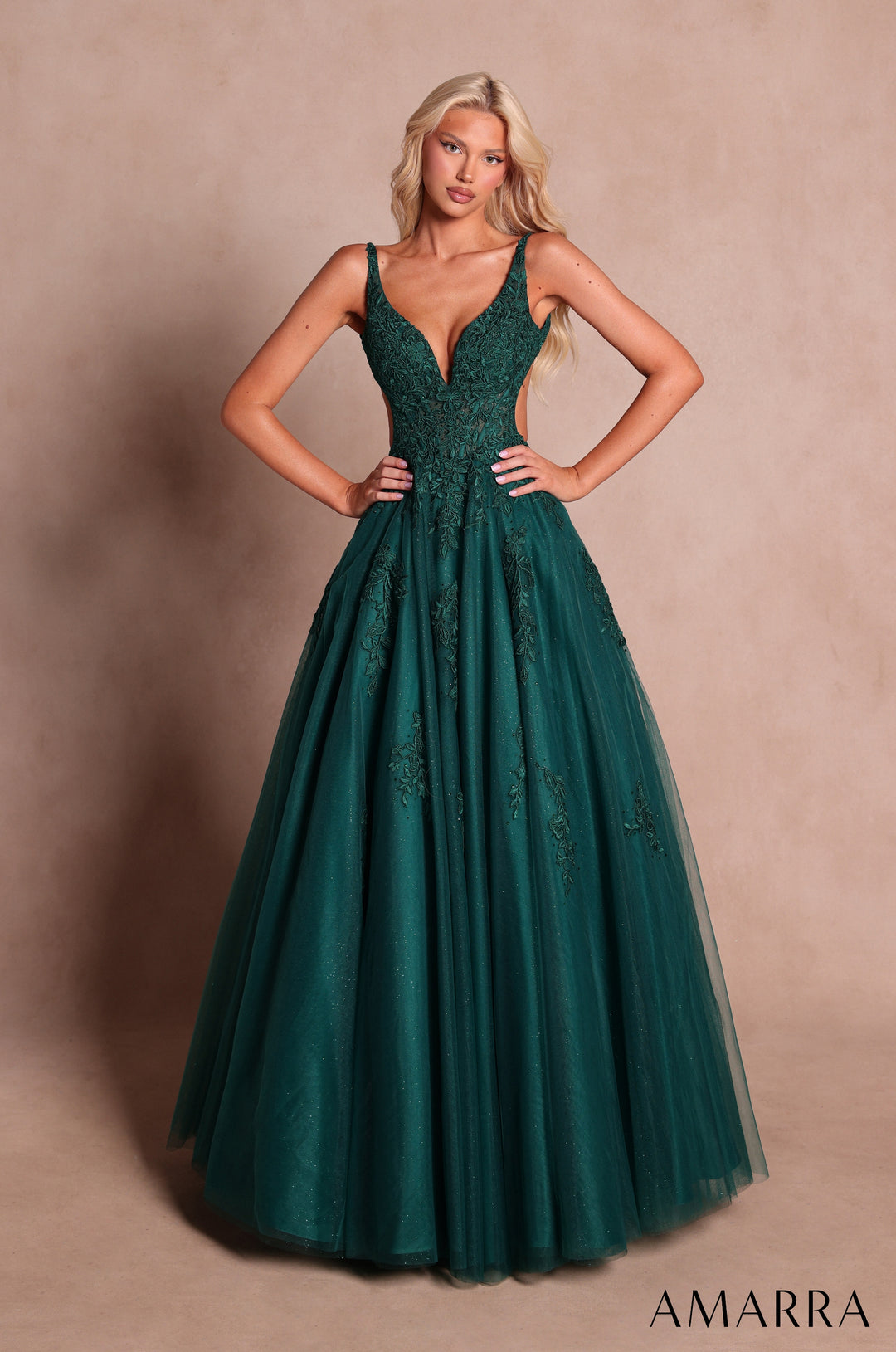 Applique Sleeveless A-line Gown by Amarra 89786