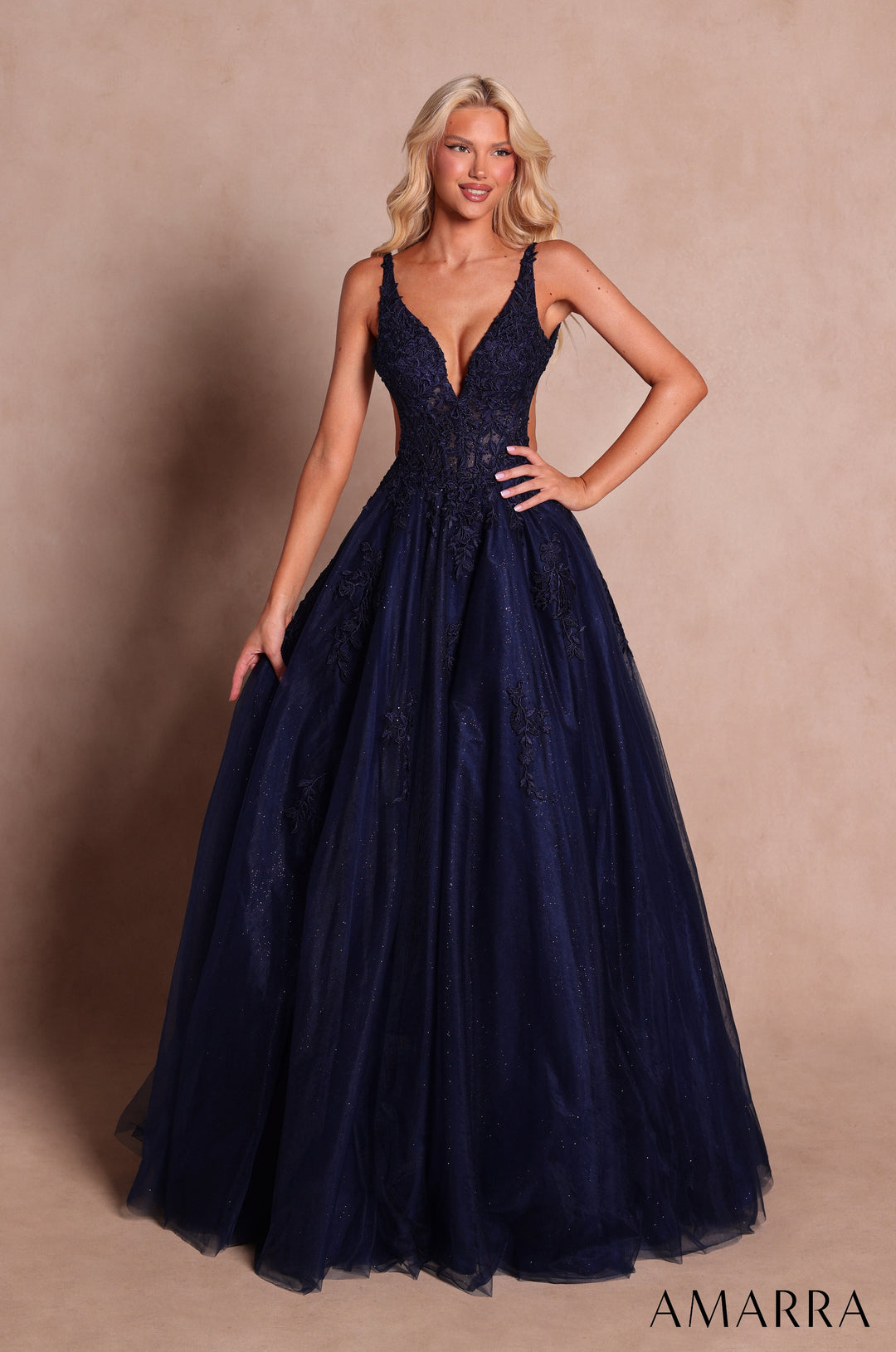 Applique Sleeveless A-line Gown by Amarra 89786
