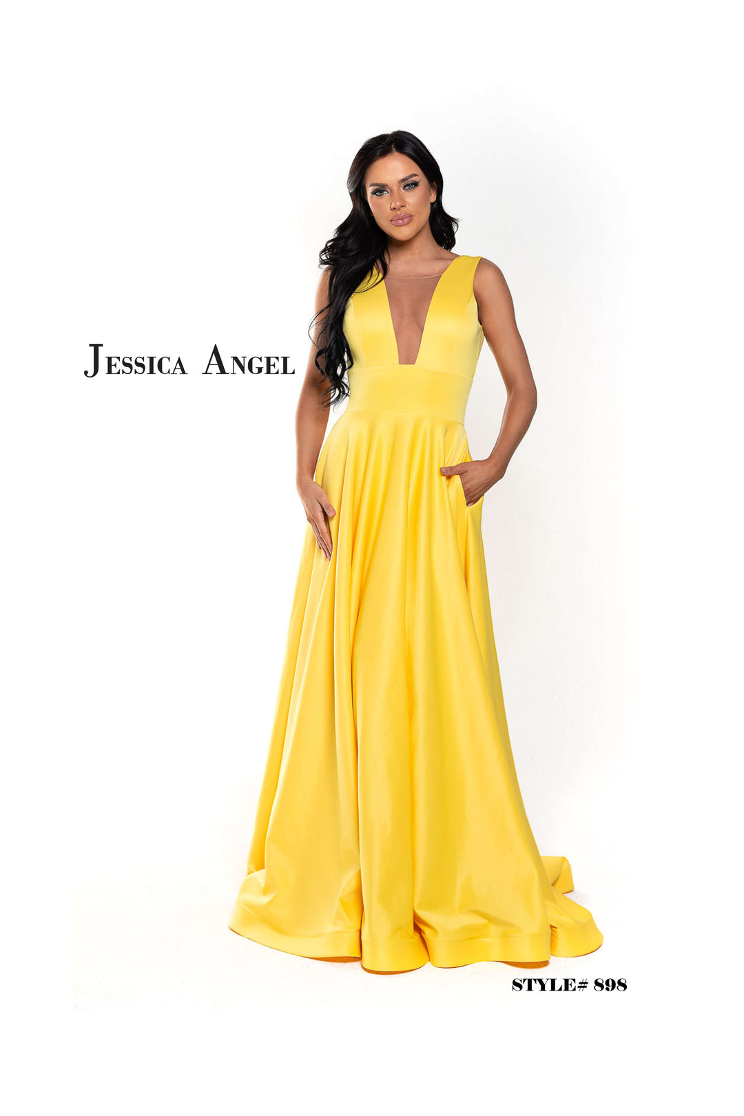 Scuba V-Neck A-line Gown by Jessica Angel 898