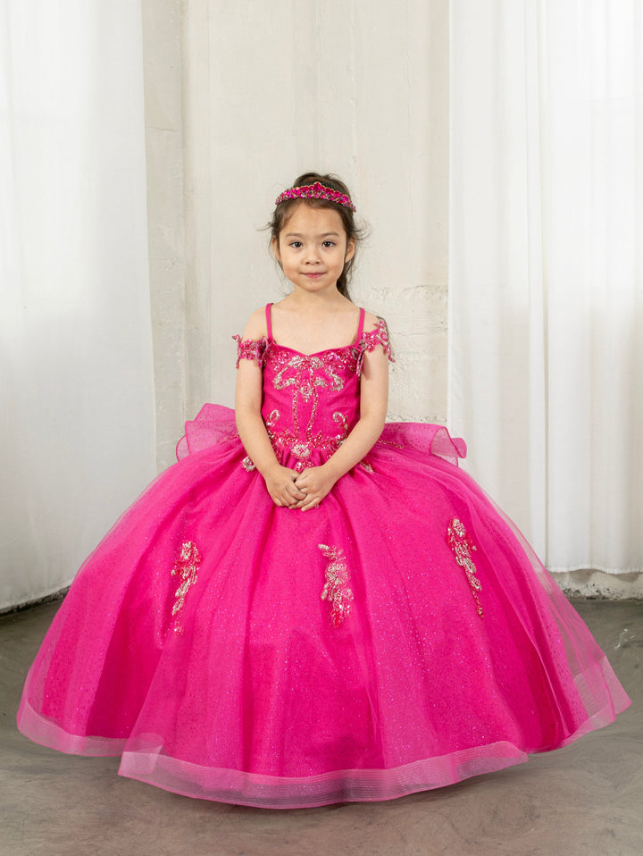 Girls Beaded Cold Shoulder Gown by Calla SCK-334