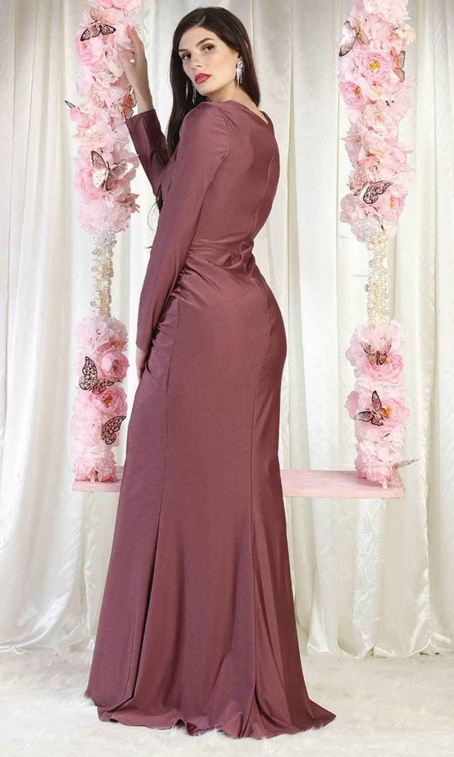 Fitted Long Sleeve V-Neck Gown by May Queen MQ1993