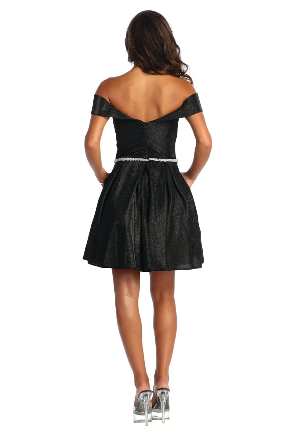 Glitter Short Off Shoulder Dress by May Queen MQ1877