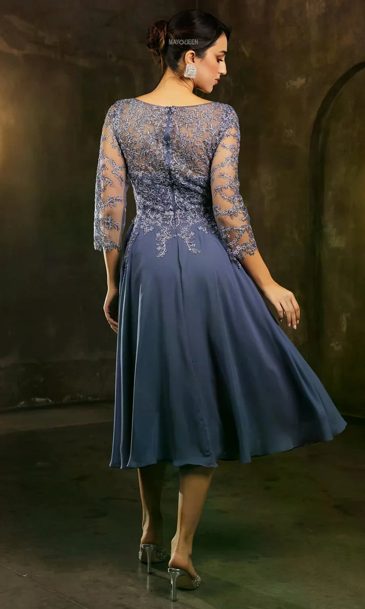 3/4 Sleeve Tea Length Dress by May Queen MQ2108