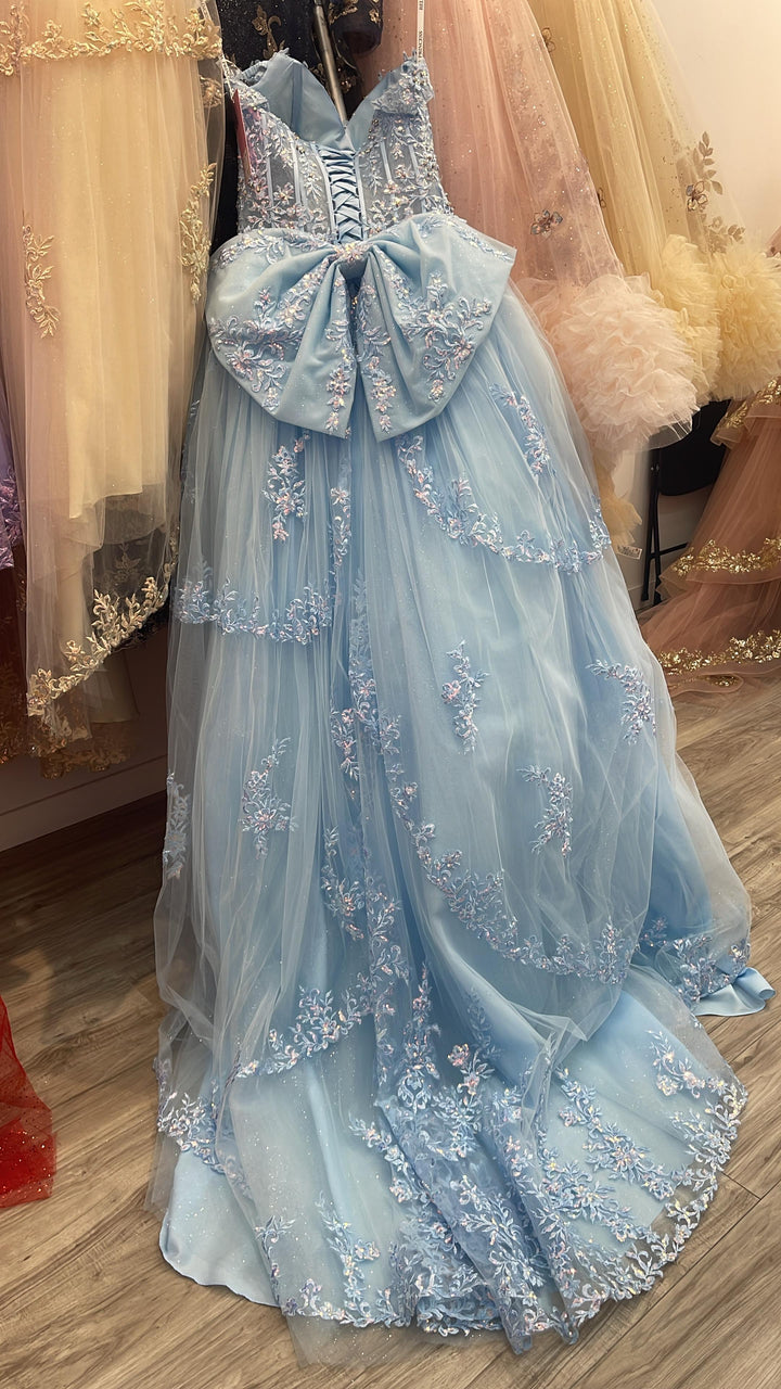 Off Shoulder Corset Ball Gown by Petite Adele PQ1060