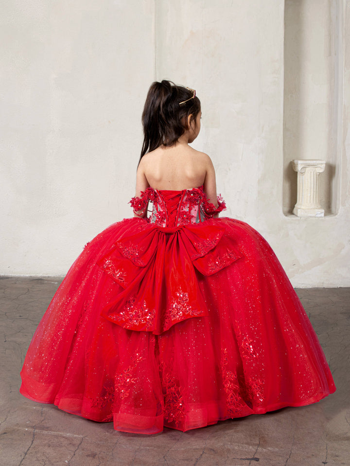 Girls 3D Floral Sheer Corset Gown by Calla SCK-328