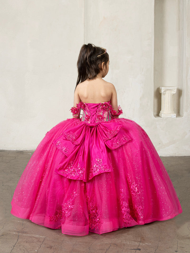 Girls 3D Floral Sheer Corset Gown by Calla SCK-328