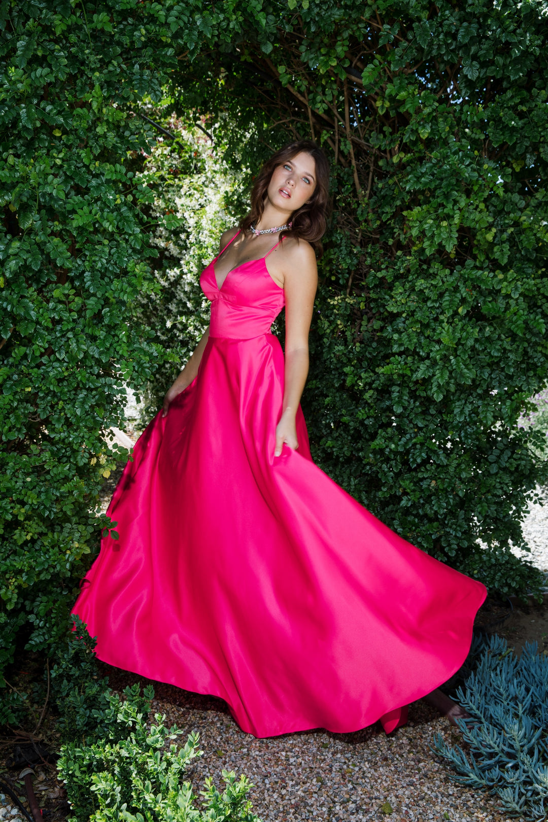 Satin Sleeveless A-line Gown by Eureka 9008