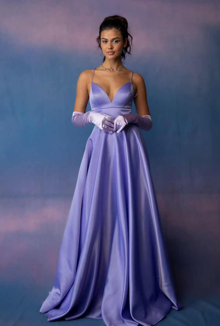 Satin Sleeveless A-line Gown by Eureka 9008