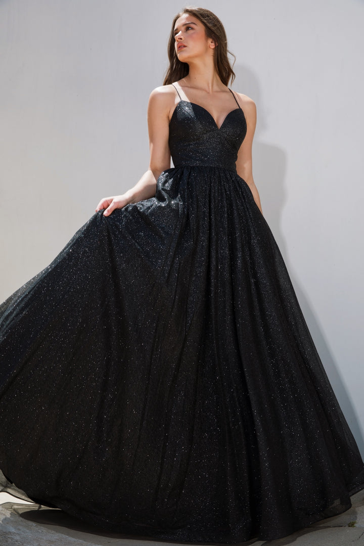 Glitter Strappy Back A-line Gown by Eureka 9009