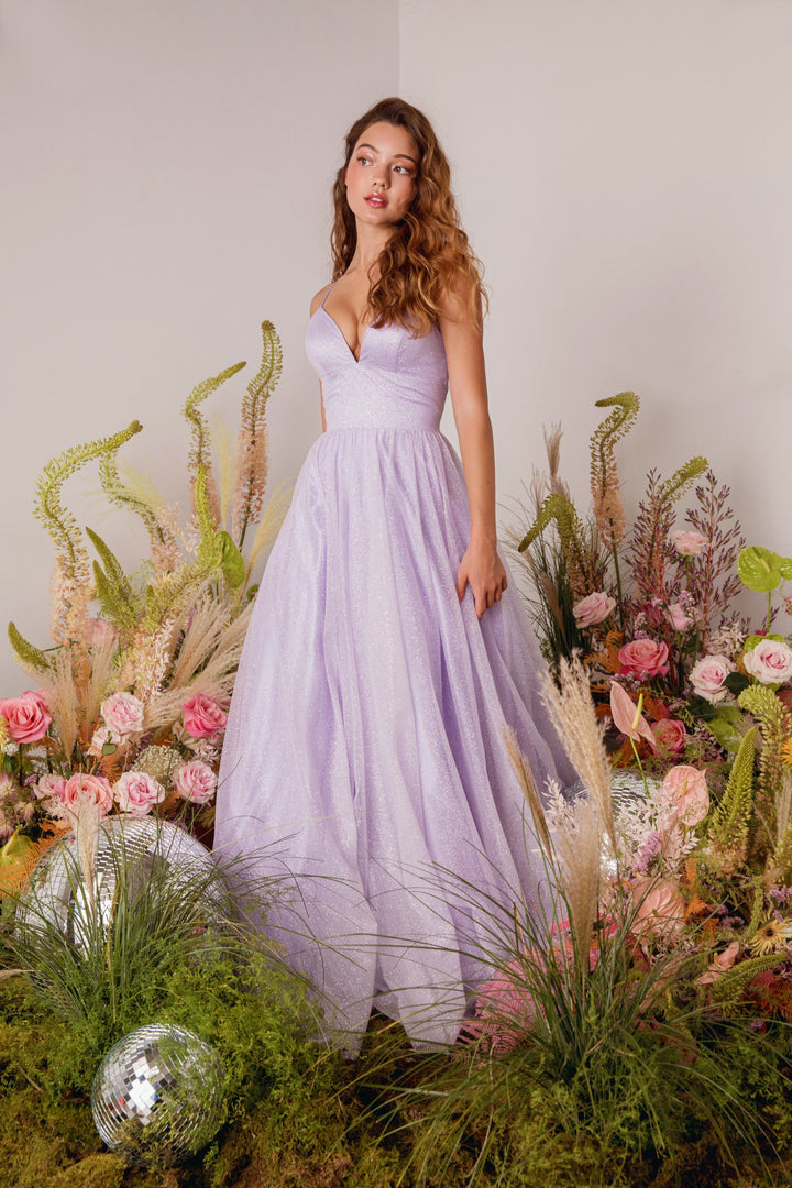 Glitter Strappy Back A-line Gown by Eureka 9009