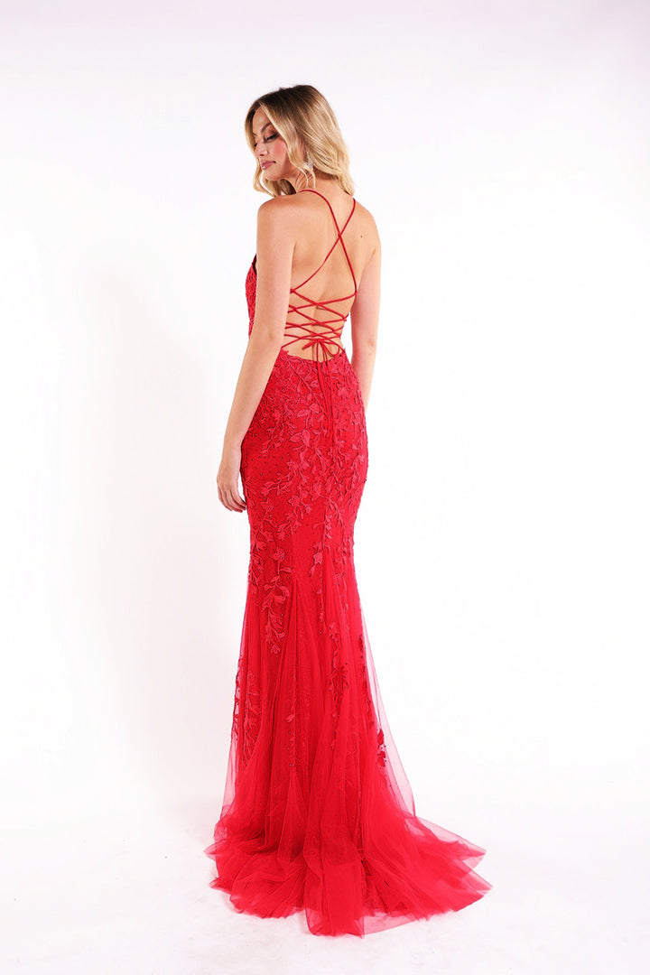 Embroidered Sleeveless Tulle Gown by Abby Paris 90171