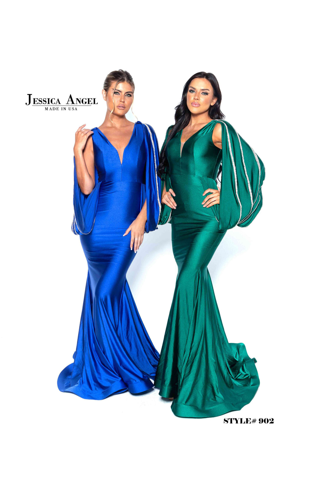 Jersey Fitted Cape Sleeve Gown by Jessica Angel 902