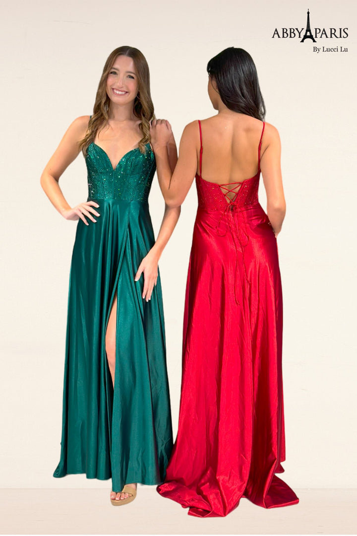 Heat Stone Sleeveless A-line Gown by Abby Paris 90300