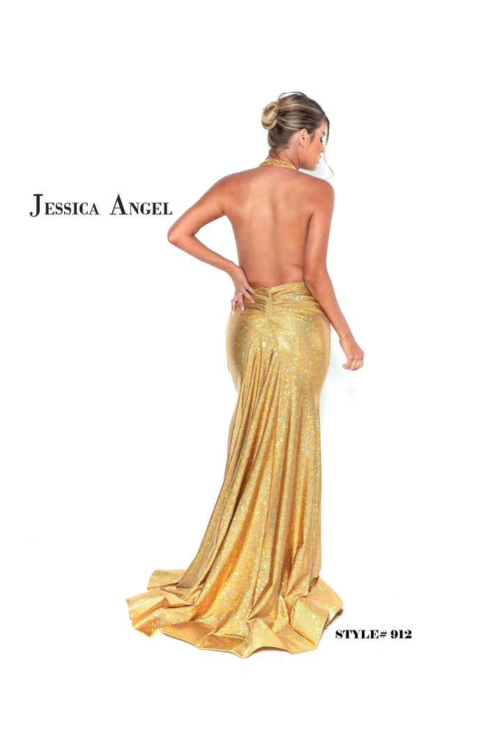 Holographic Fitted Halter Gown by Jessica Angel 912