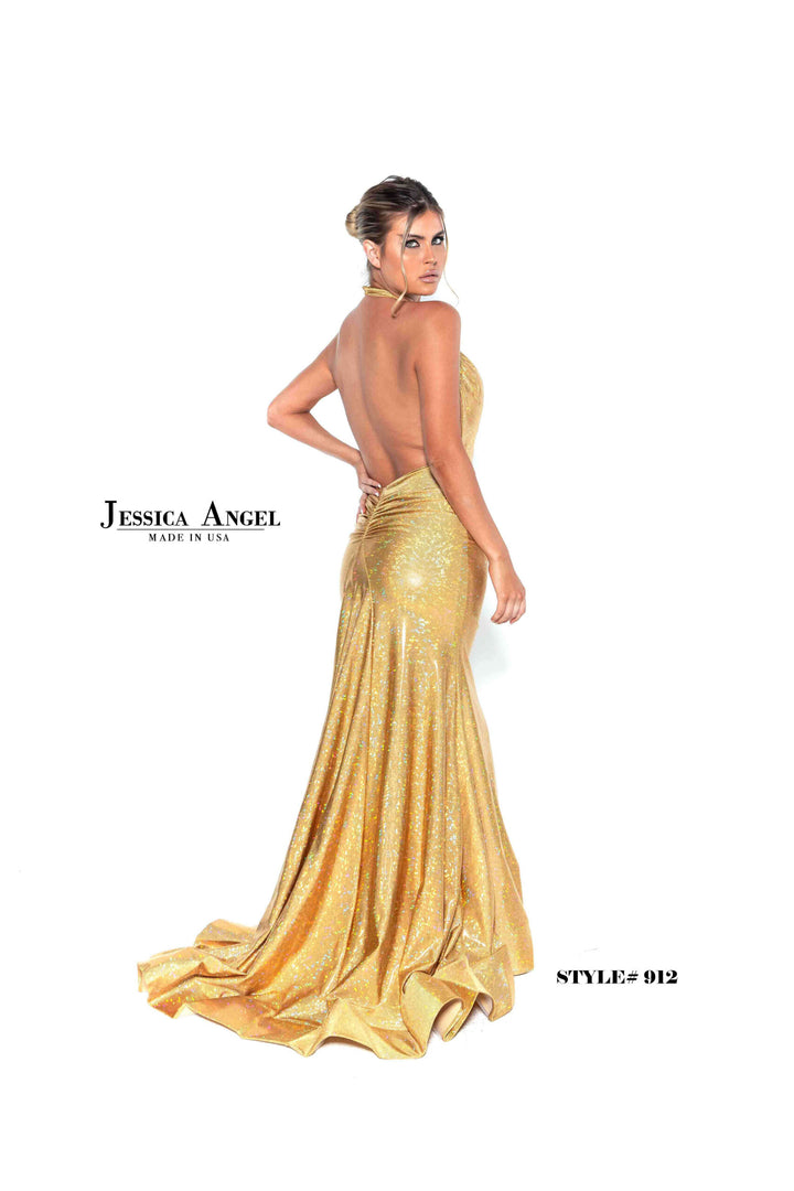 Holographic Fitted Halter Gown by Jessica Angel 912