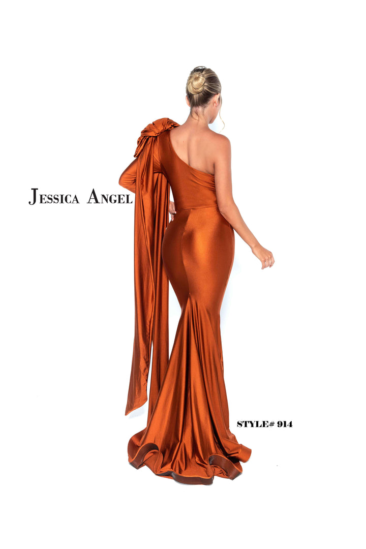 Jersey Fitted One Shoulder Gown by Jessica Angel 914