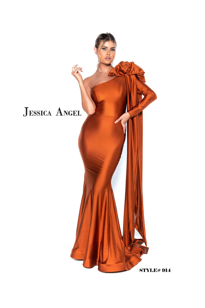 Jersey Fitted One Shoulder Gown by Jessica Angel 914