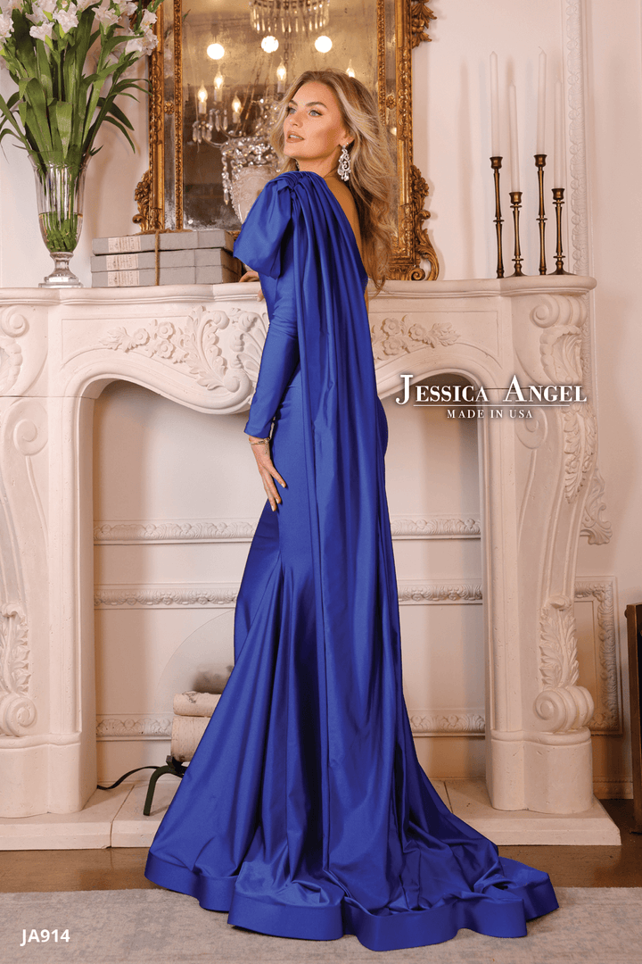 Jersey Fitted One Shoulder Gown by Jessica Angel 914