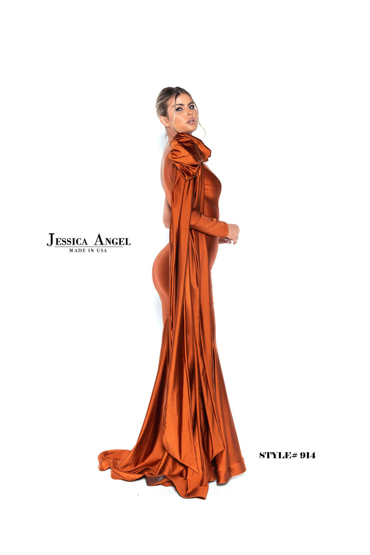 Jersey Fitted One Shoulder Gown by Jessica Angel 914