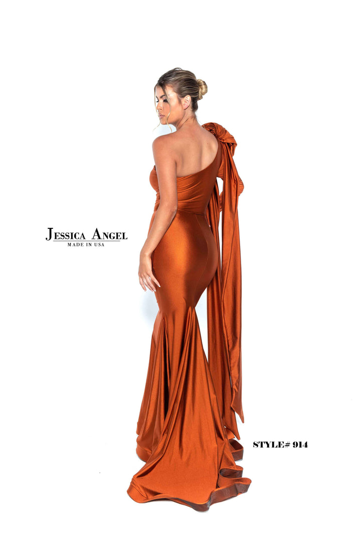 Jersey Fitted One Shoulder Gown by Jessica Angel 914