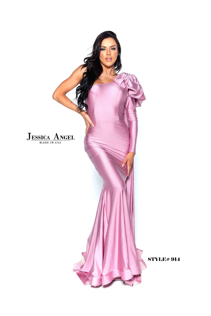 Jersey Fitted One Shoulder Gown by Jessica Angel 914