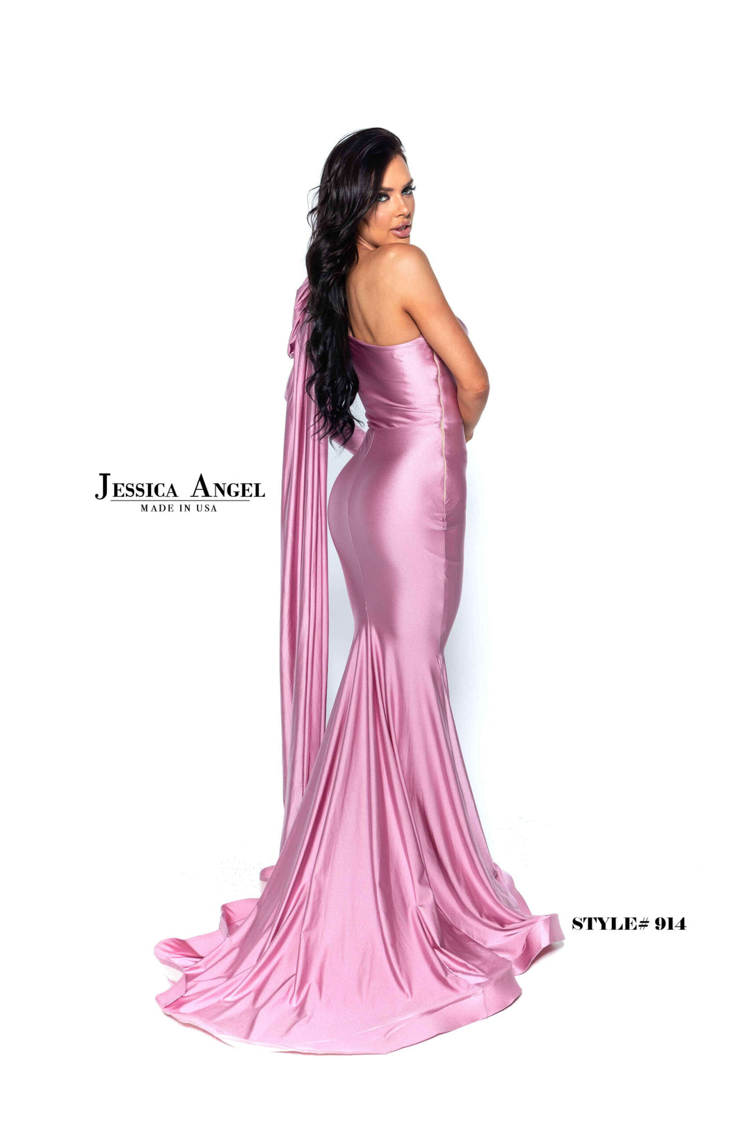 Jersey Fitted One Shoulder Gown by Jessica Angel 914