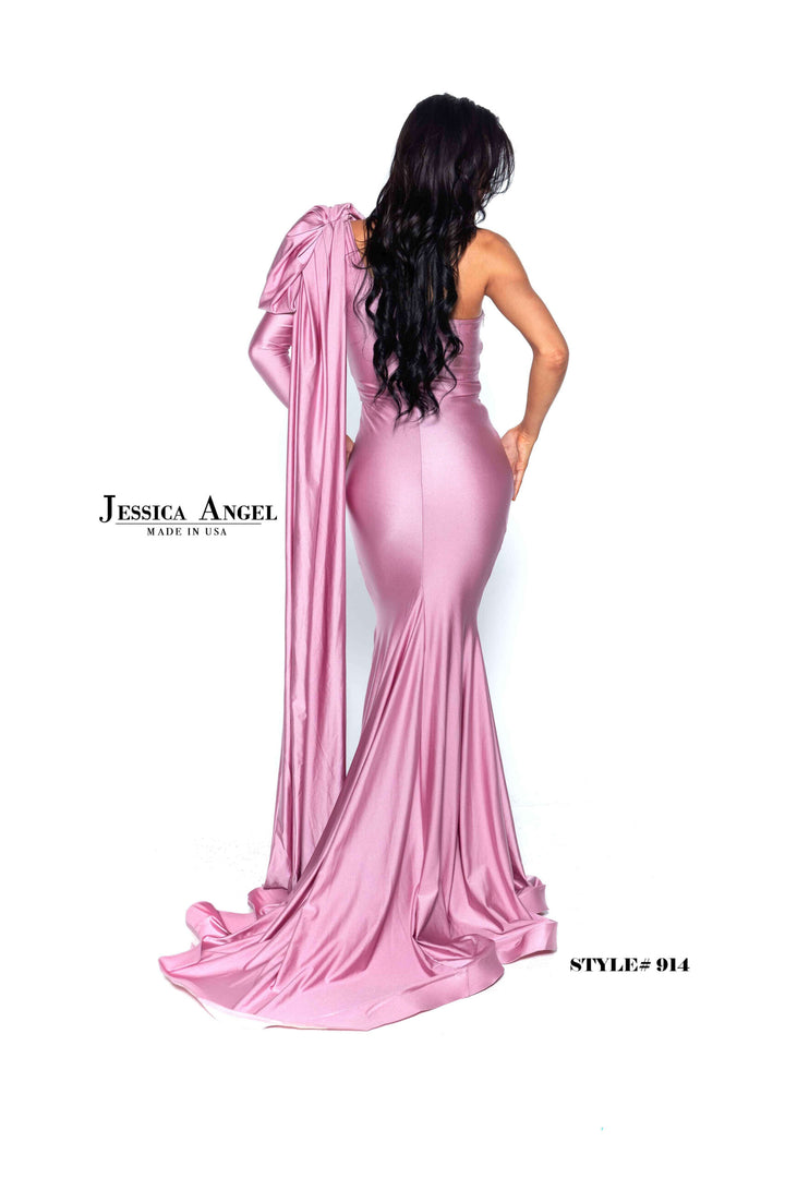 Jersey Fitted One Shoulder Gown by Jessica Angel 914