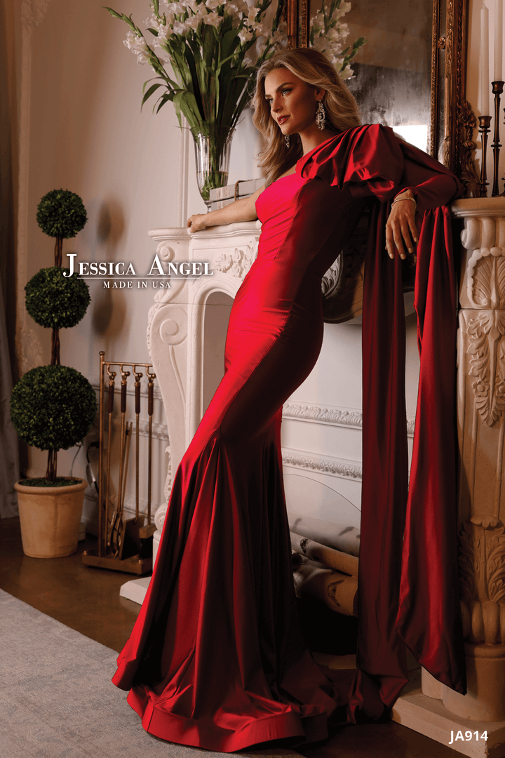 Jersey Fitted One Shoulder Gown by Jessica Angel 914