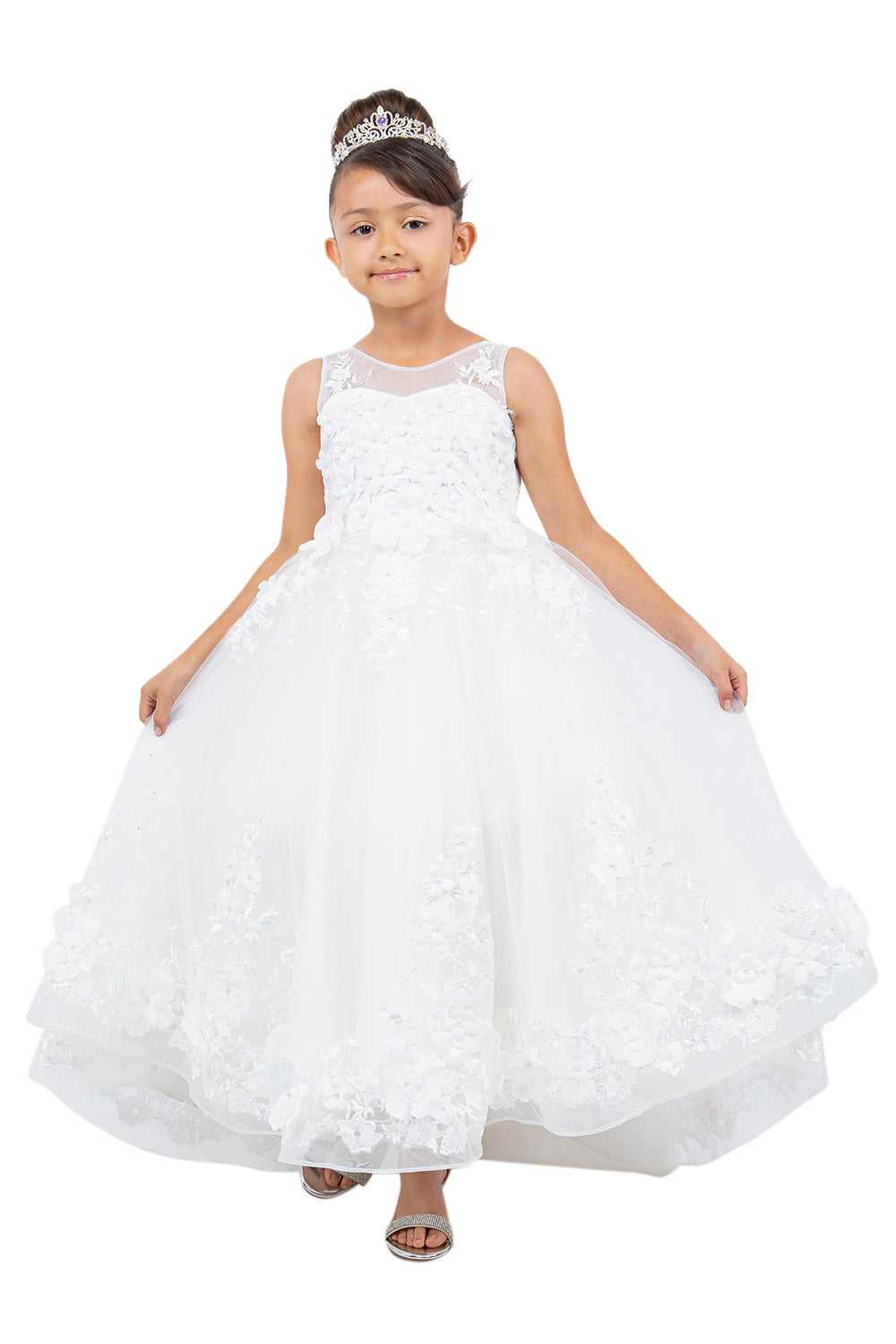 Girls Sleeveless High Low Gown by Cinderella Couture 9153