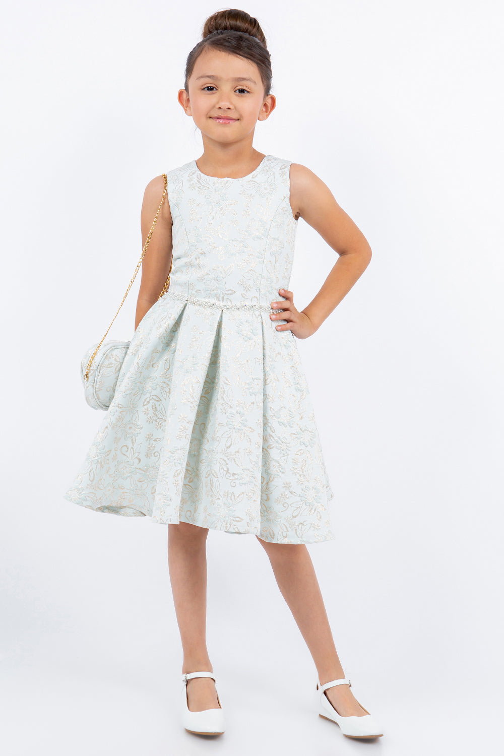 Girls Jacquard Sleeveless Dress by Cinderella Couture 9164