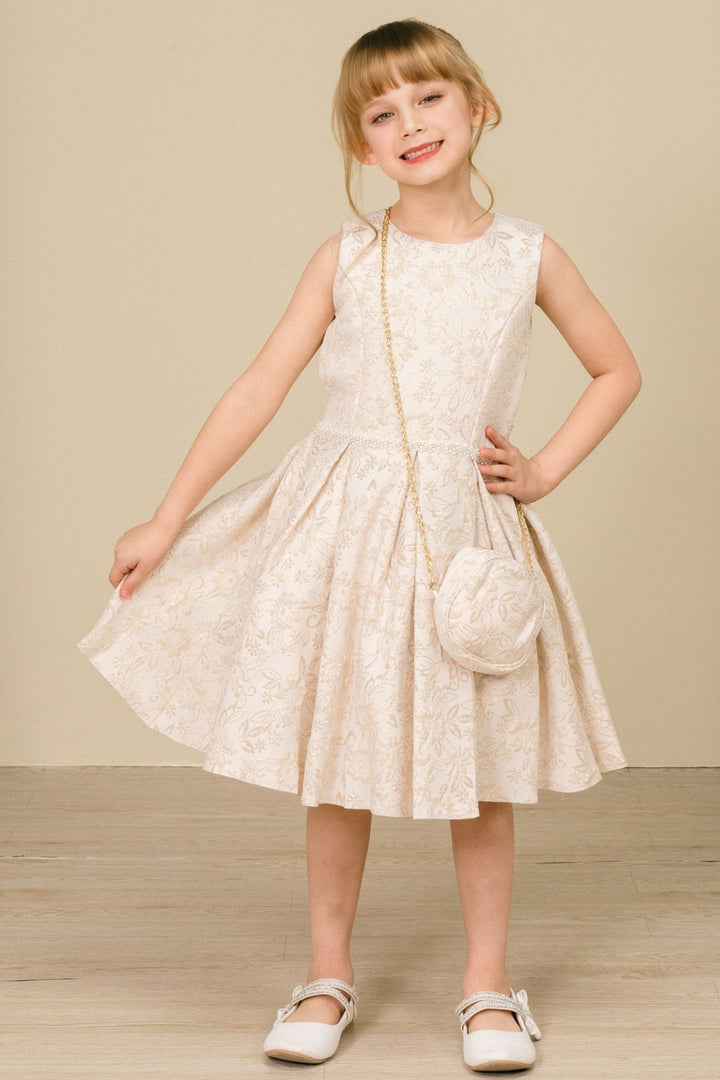 Girls Jacquard Sleeveless Dress by Cinderella Couture 9164