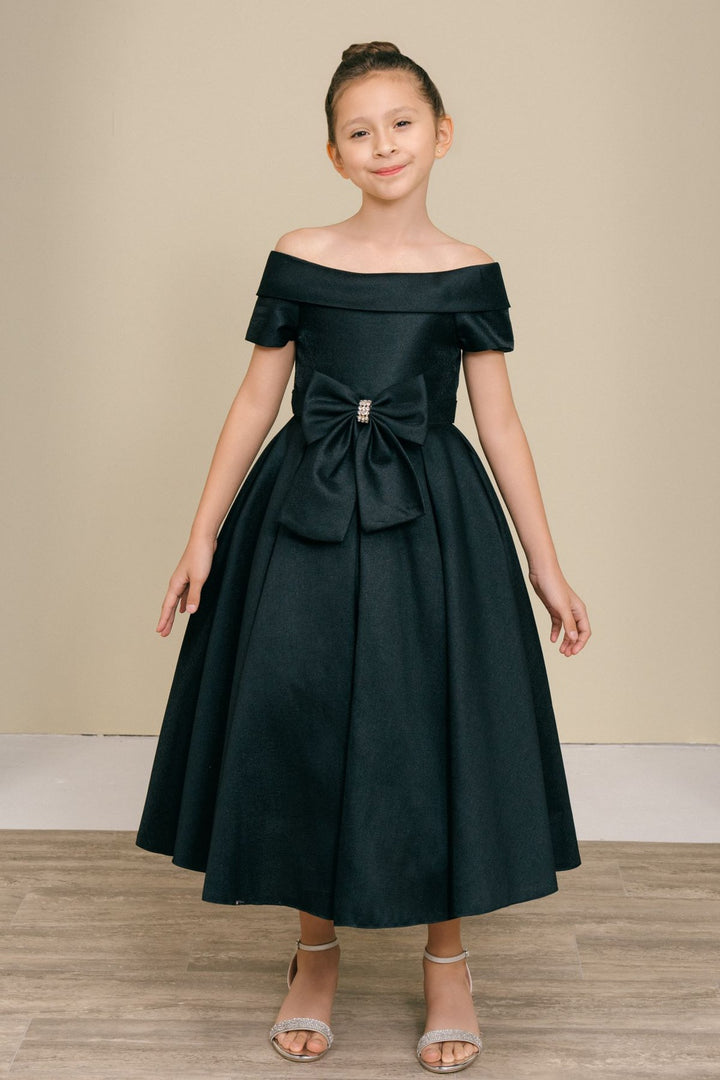Girls Short Satin Off Shoulder Dress by Cinderella Couture 9177