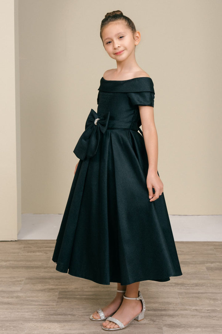 Girls Short Satin Off Shoulder Dress by Cinderella Couture 9177