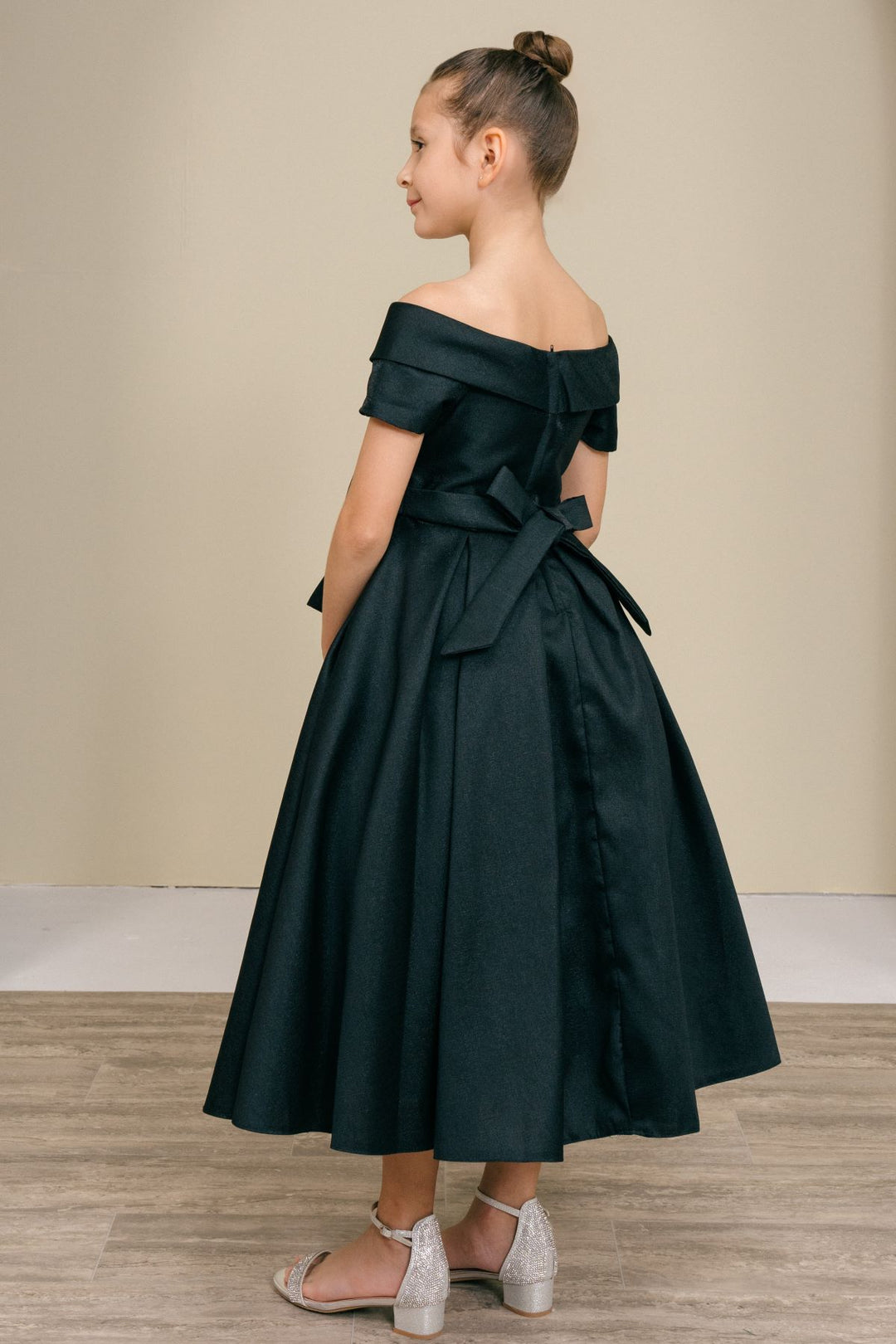 Girls Short Satin Off Shoulder Dress by Cinderella Couture 9177