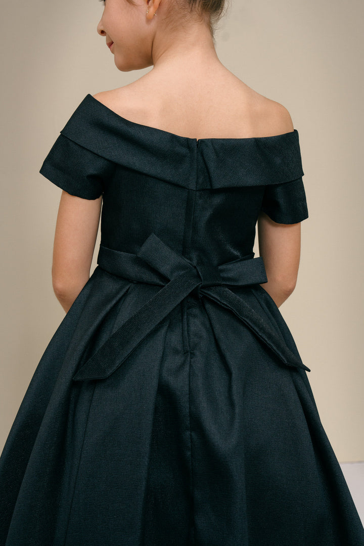 Girls Short Satin Off Shoulder Dress by Cinderella Couture 9177