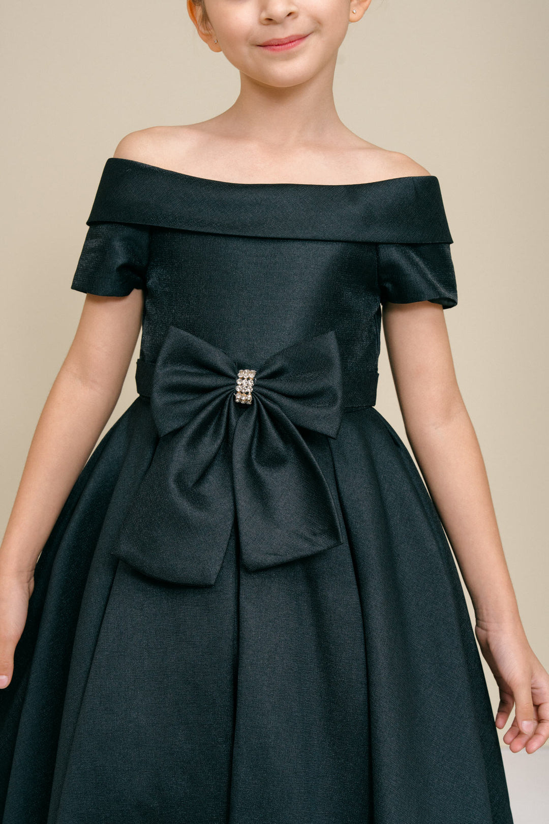 Girls Short Satin Off Shoulder Dress by Cinderella Couture 9177