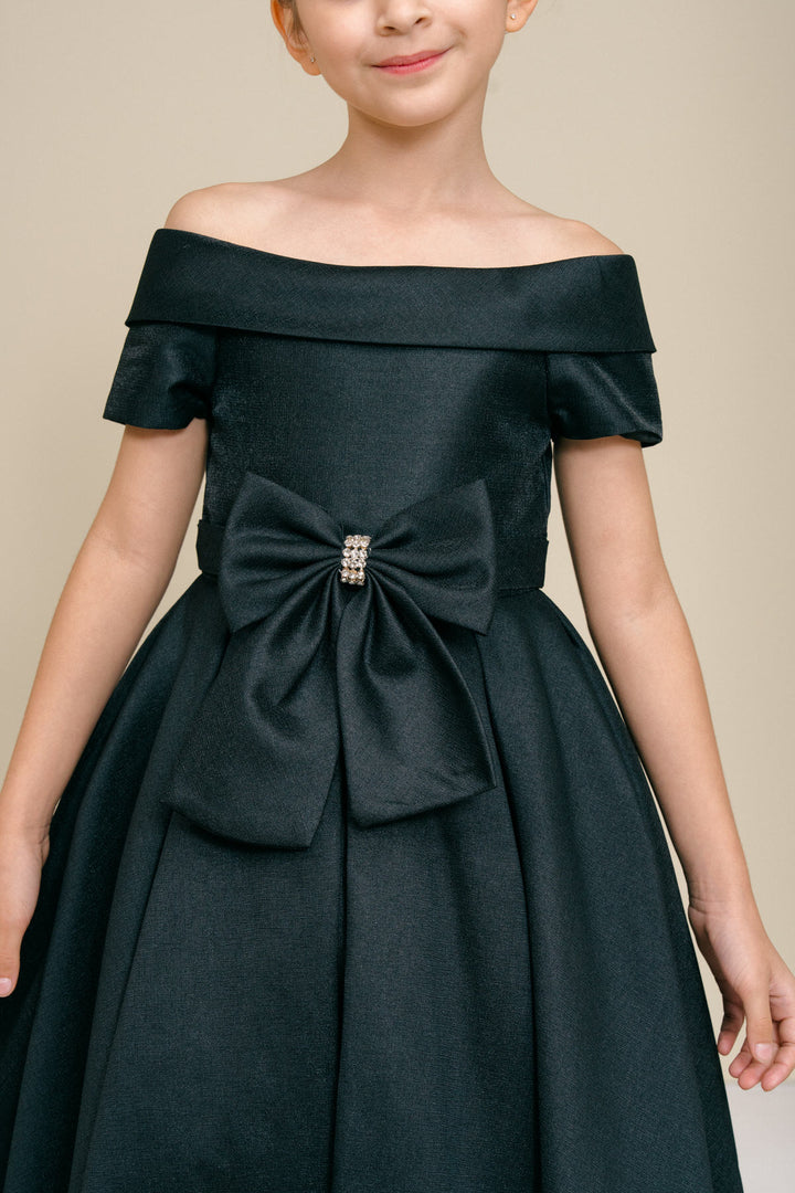 Girls Short Satin Off Shoulder Dress by Cinderella Couture 9177