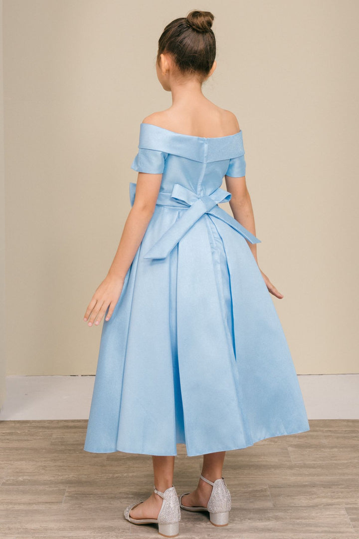 Girls Short Satin Off Shoulder Dress by Cinderella Couture 9177