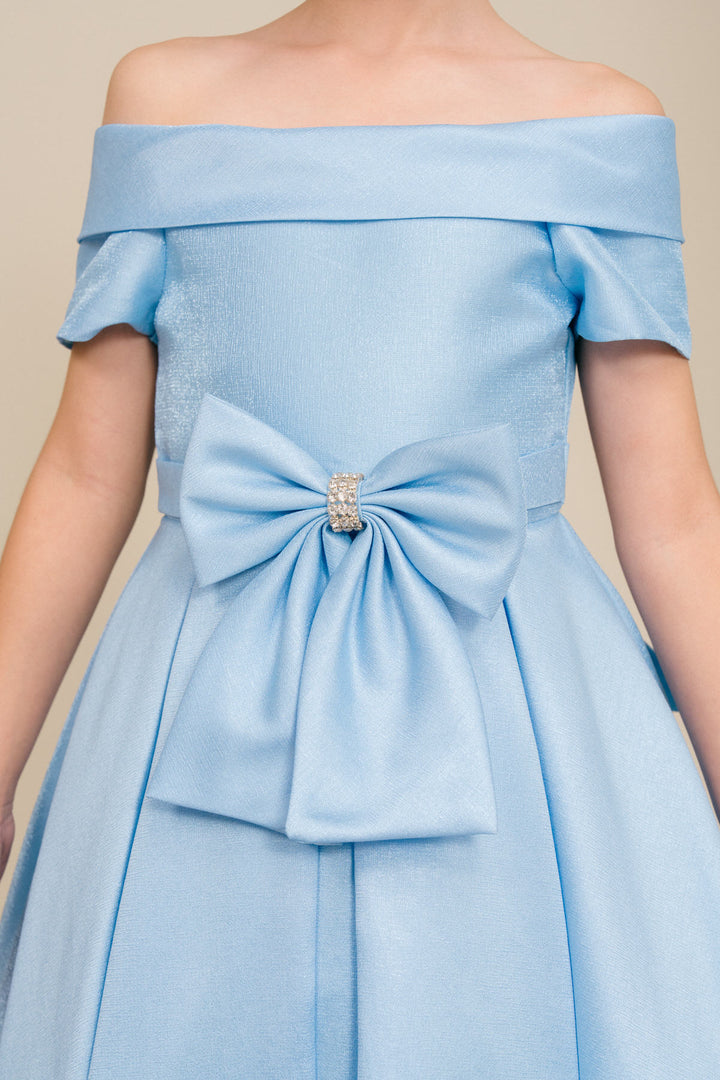 Girls Short Satin Off Shoulder Dress by Cinderella Couture 9177