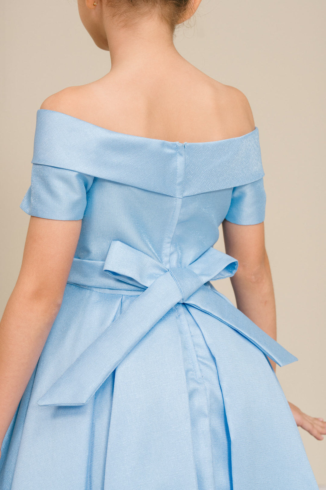 Girls Short Satin Off Shoulder Dress by Cinderella Couture 9177